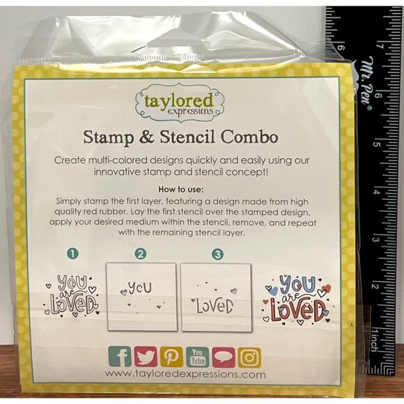 Taylored Expressions You Are Loved Stamp & Stencil Combo Set TEALC213 - Picture 3 of 3